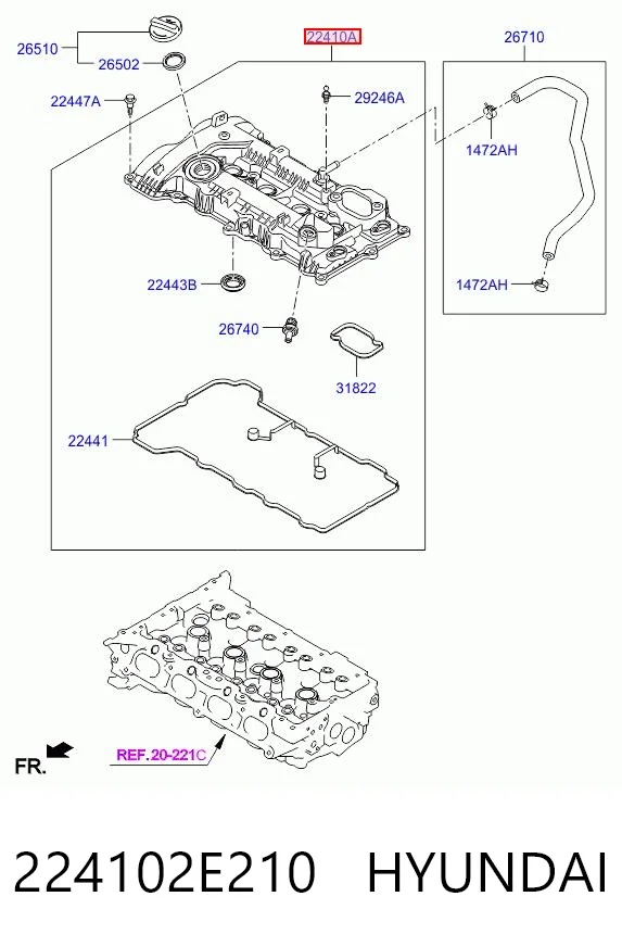 224102E210 Hyundai/Kia Pokrywa zaworowa