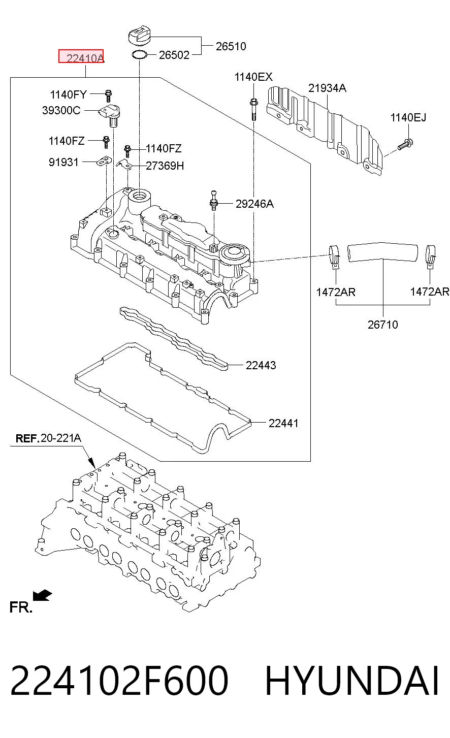 224102F600 Hyundai/Kia Pokrywa zaworowa