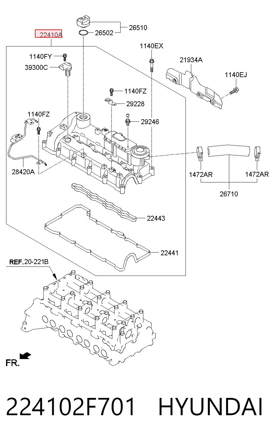 224102F701 Hyundai/Kia Pokrywa zaworowa