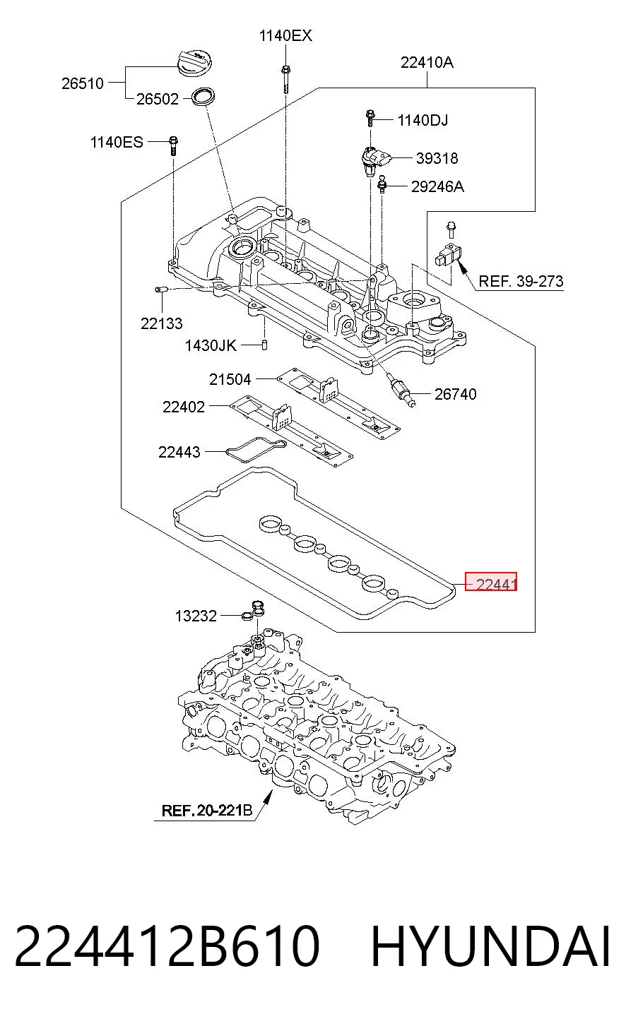 224412B610 Hyundai/Kia Uszczelka pokrywy zaworowej silnika