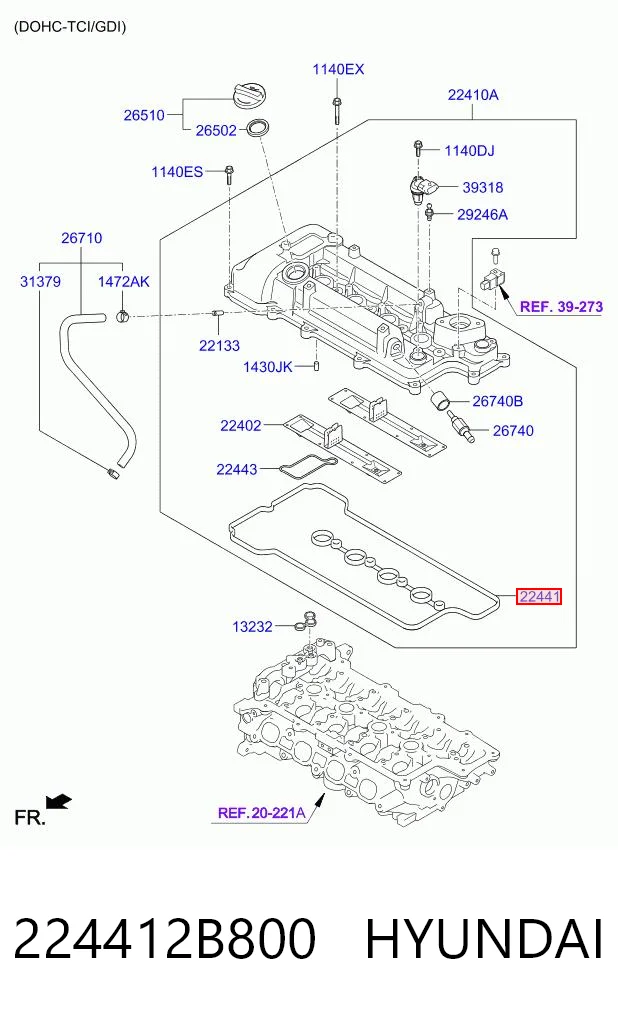 224412B800 Hyundai/Kia Uszczelka pokrywy zaworowej silnika