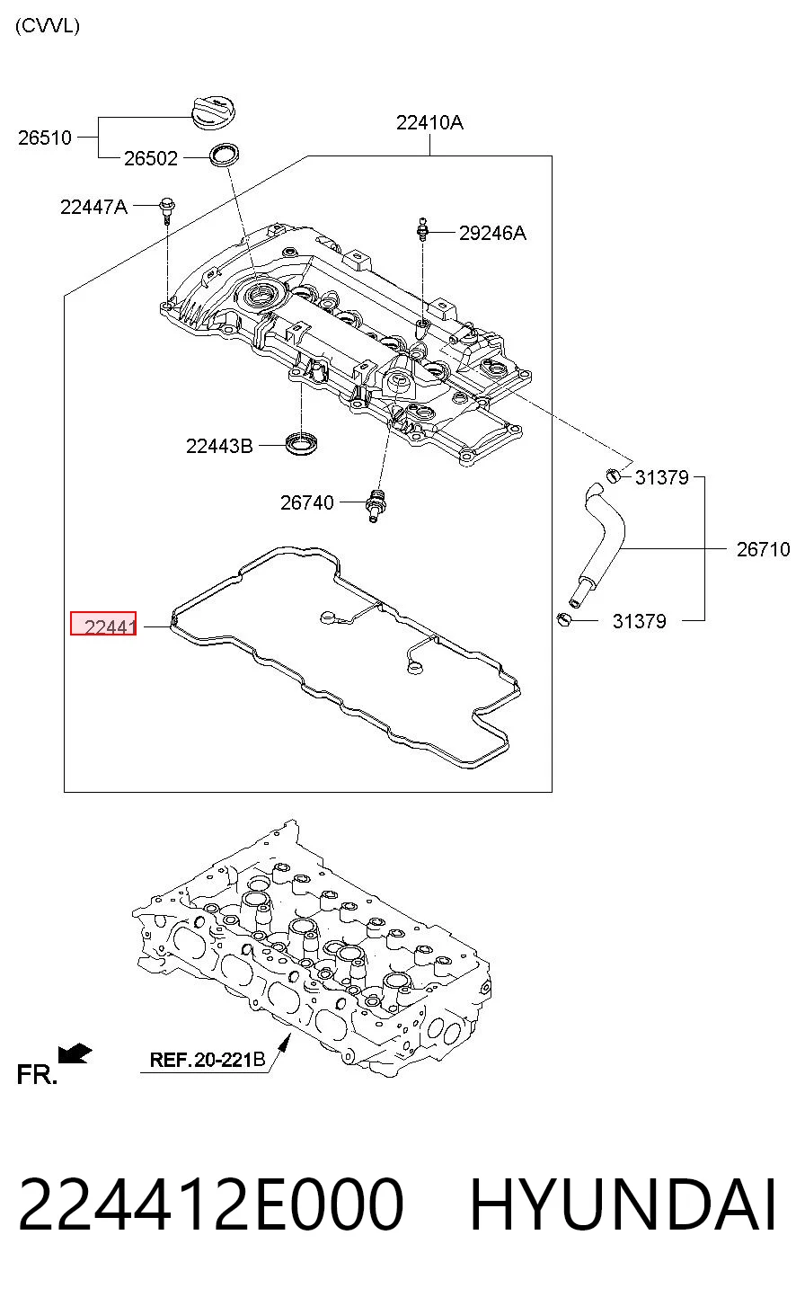 224412E000 Hyundai/Kia Uszczelka pokrywy zaworowej silnika
