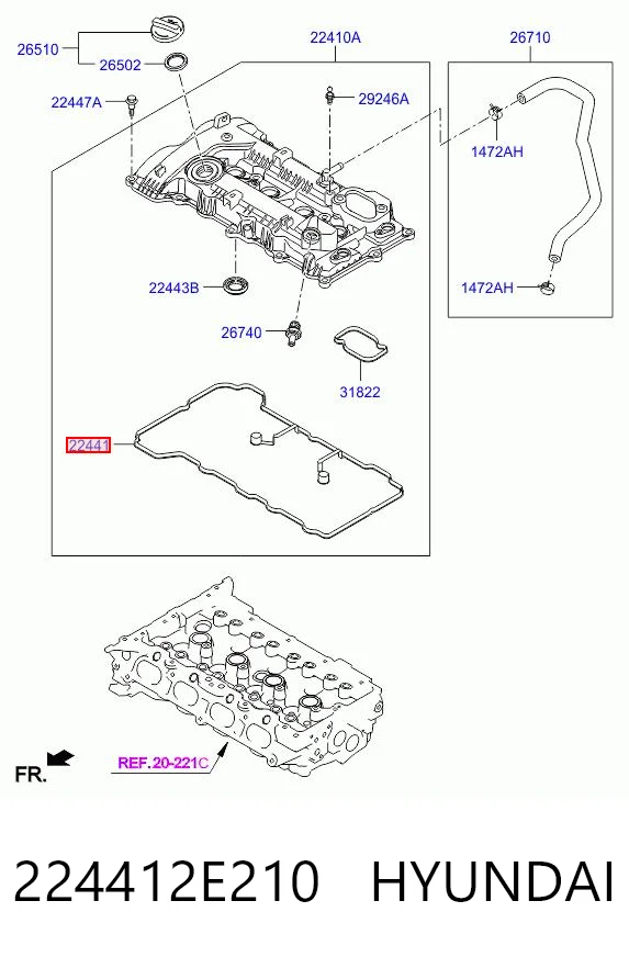 224412E210 Hyundai/Kia Uszczelka pokrywy zaworowej silnika