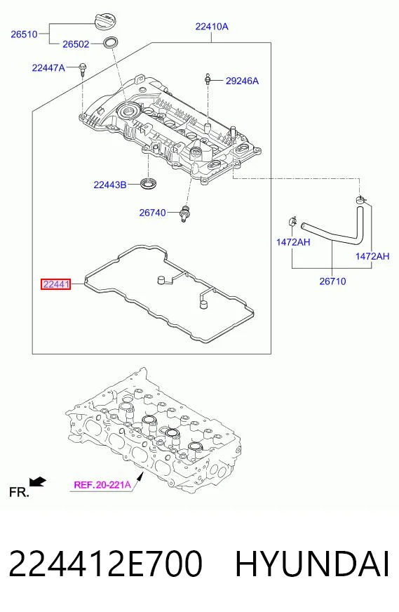 224412E700 Hyundai/Kia Uszczelka pokrywy zaworowej silnika