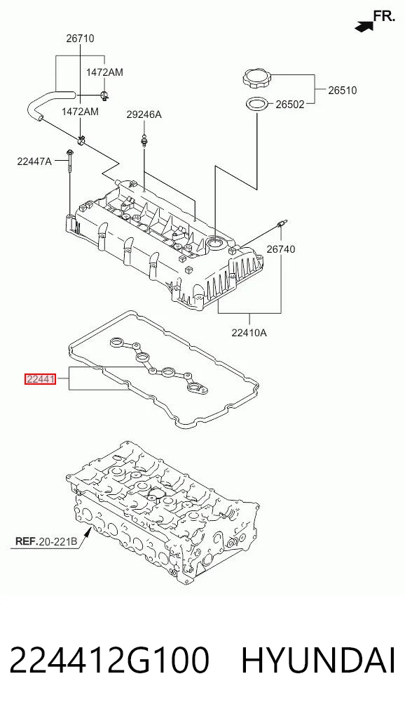 224412G100 Hyundai/Kia Uszczelka pokrywy zaworowej silnika
