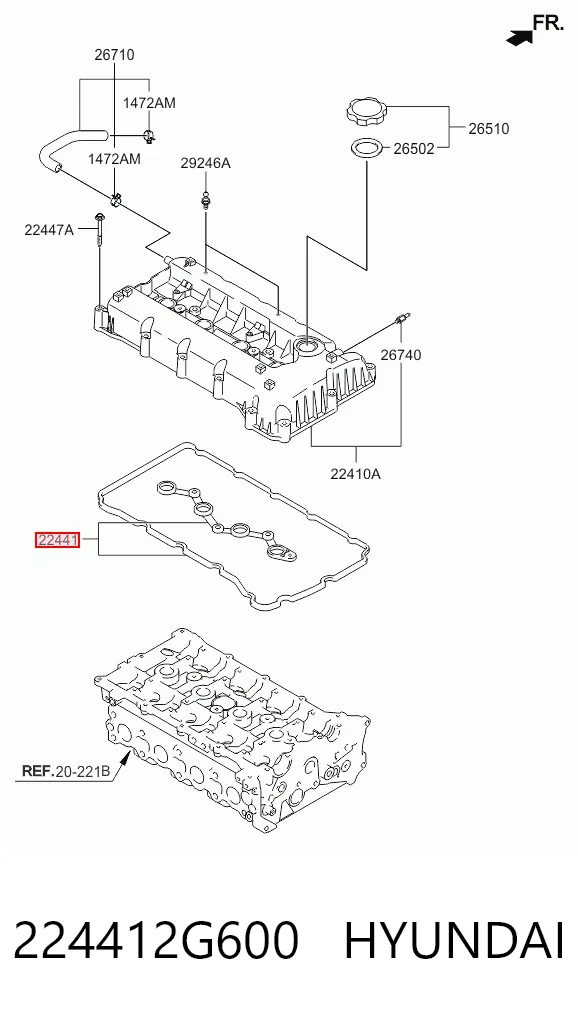 224412G600 Hyundai/Kia Uszczelka pokrywy zaworowej silnika