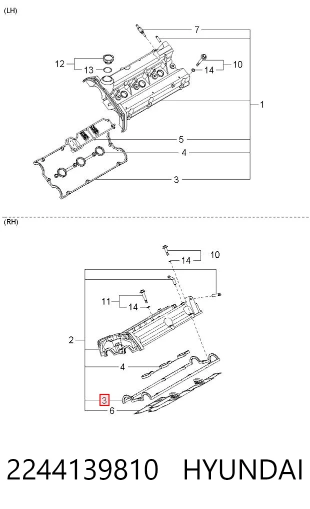 2244139810 Hyundai/Kia Uszczelka pokrywy zaworowej silnika