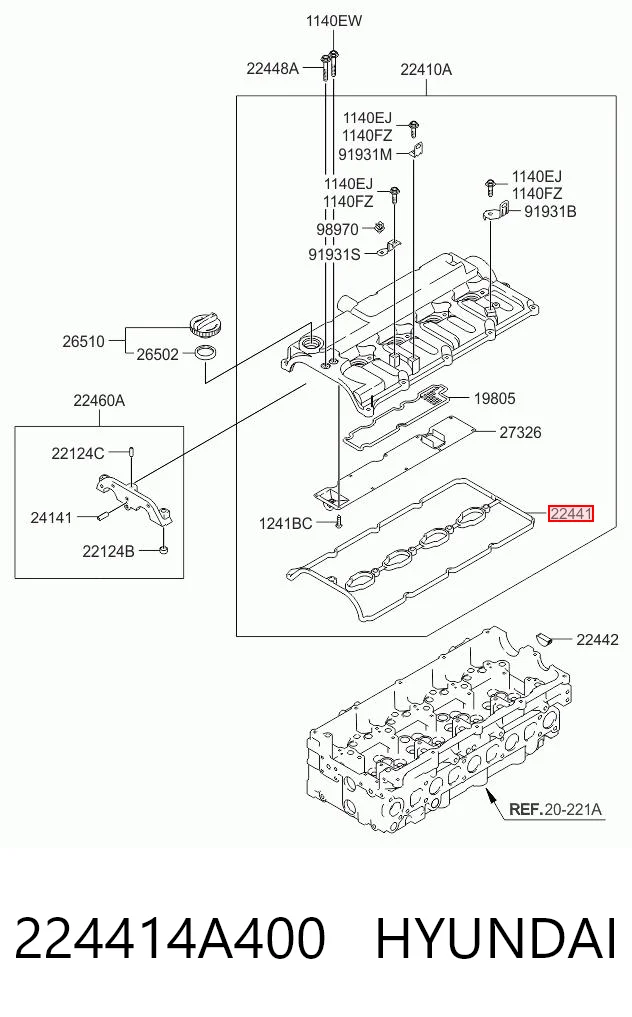  Uszczelka pokrywy zaworowej silnika Hyundai H-1 STAREX 