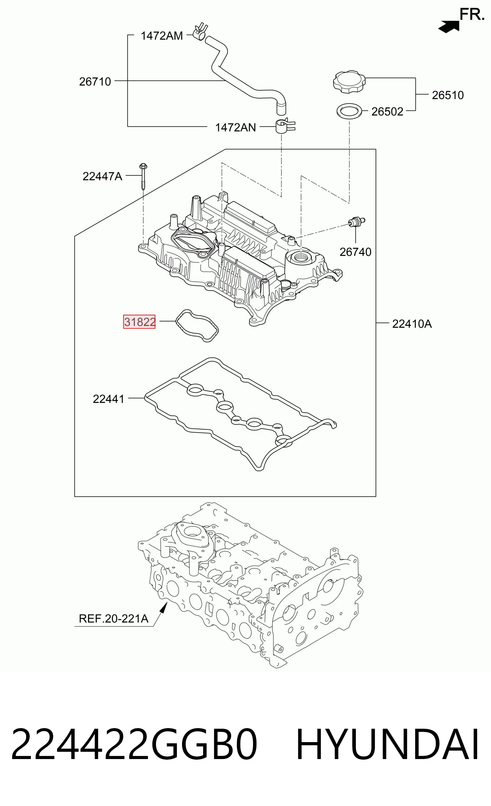 224422GGB0 Hyundai/Kia Uszczelka pompy paliwa na pokrywie zaworowej