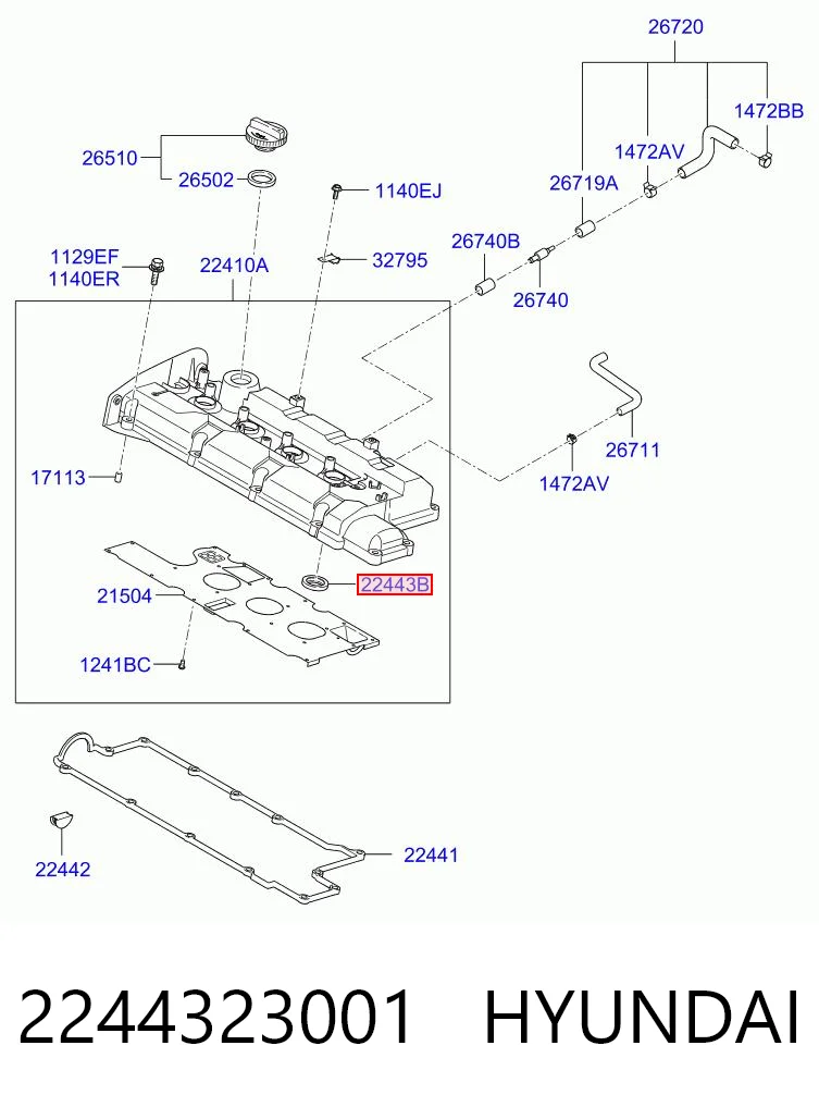 2244323001 Hyundai/Kia Pierścień uszczelniający gniazda świecy