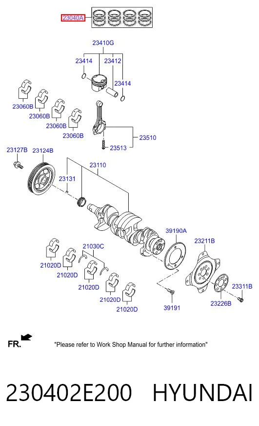 230402E200 Hyundai/Kia Zestaw pierścieni tłokowych do silnika, STD