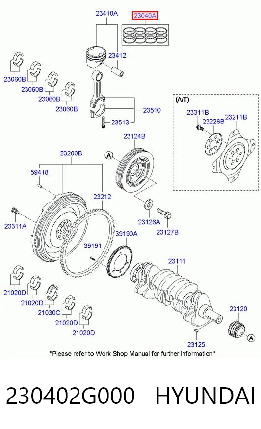 230402G000 Hyundai/Kia Zestaw pierścieni tłokowych do silnika, STD