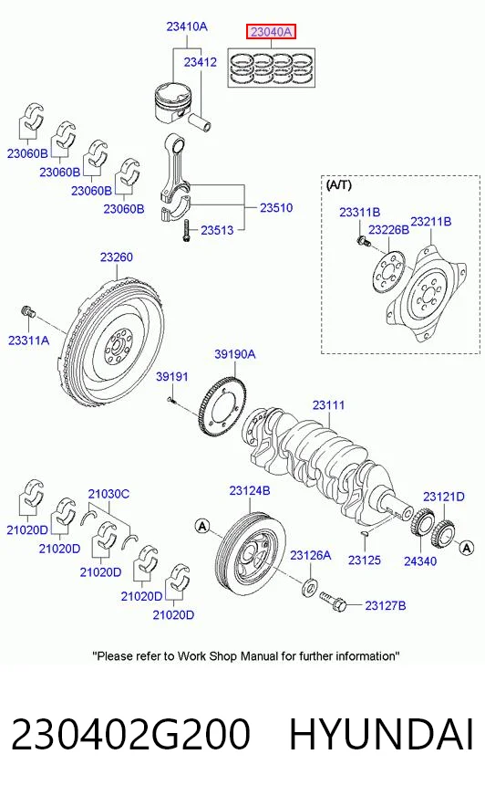 230402G200 Hyundai/Kia Zestaw pierścieni tłokowych do silnika, STD