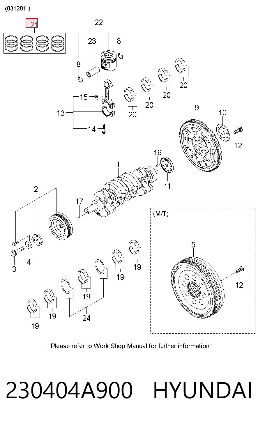 230404A900 Hyundai/Kia Zestaw pierścieni tłokowych do silnika, STD