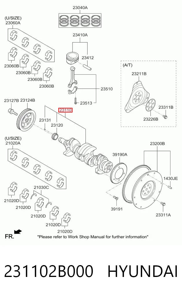 231102B000 Hyundai/Kia Wał korbowy silnika