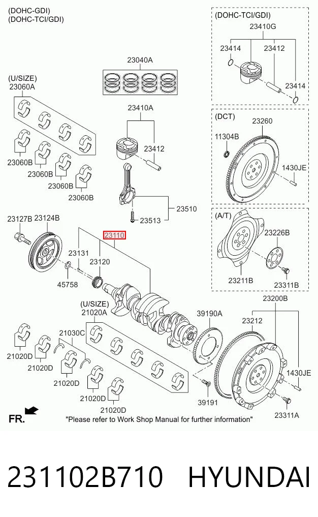 231102B710 Hyundai/Kia Wał korbowy silnika