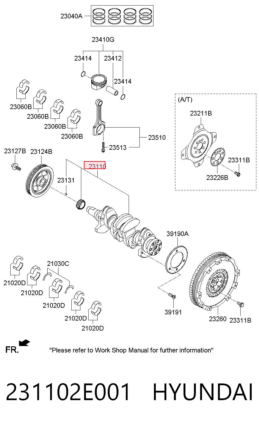 231102E001 Hyundai/Kia Wał korbowy silnika