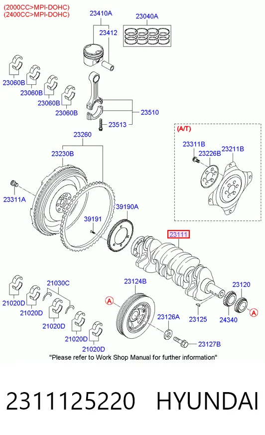 2311125220 Hyundai/Kia Wał korbowy silnika