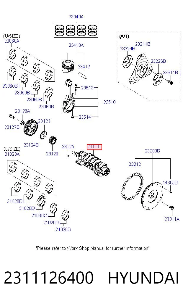 2311126400 Hyundai/Kia Wał korbowy silnika