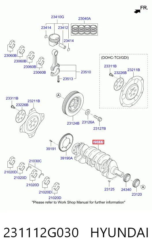 231112G030 Hyundai/Kia Wał korbowy silnika