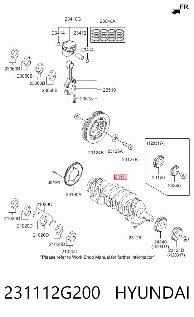 Wał korbowy silnika do Hyundai Santa Fe IV TM, TMA
