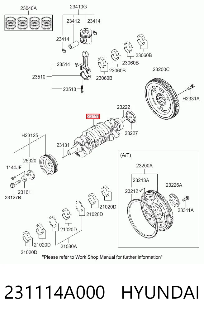 231114A000 Hyundai/Kia Wał korbowy silnika