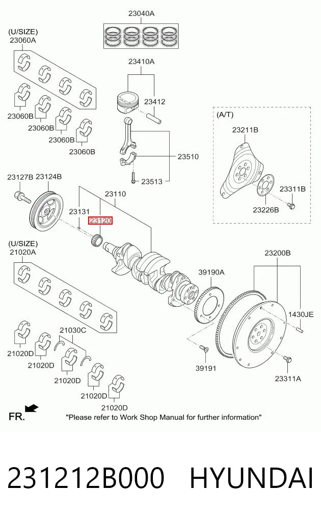 231212B000 Hyundai/Kia Koło zębate walcowe napędu wałka rozrządu
