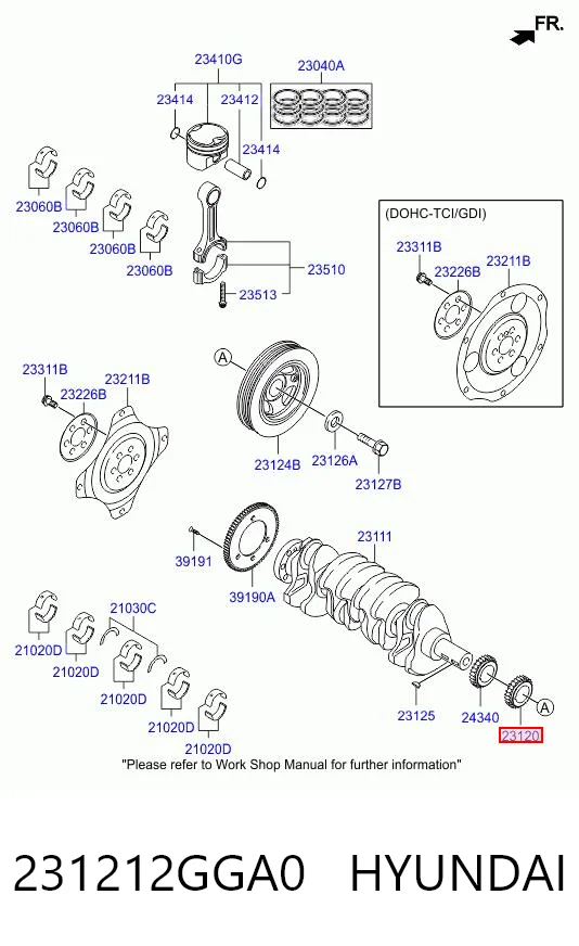 231212GGA0 Hyundai/Kia Koło zębate walcowe napędu wałka rozrządu