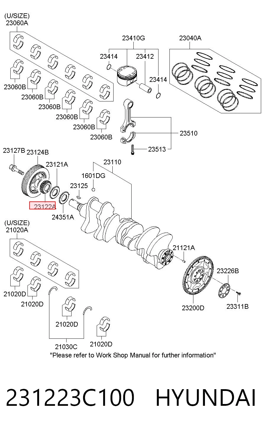 231223C100 Hyundai/Kia Koło zębate walcowe napędu wałka rozrządu