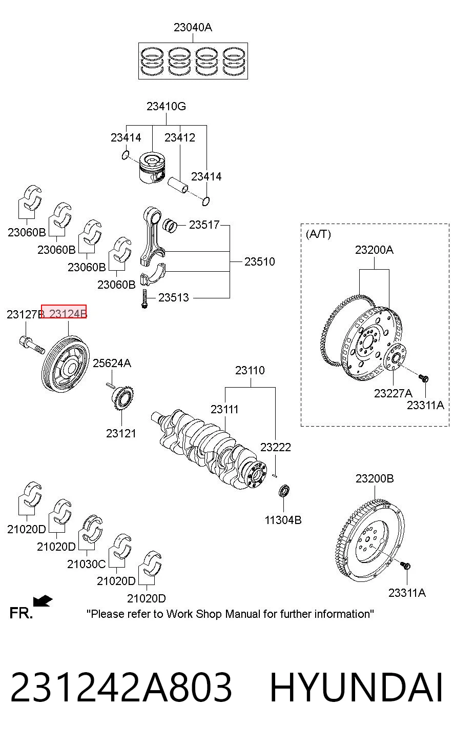 231242A803 Hyundai/Kia Koło pasowe wału korbowego