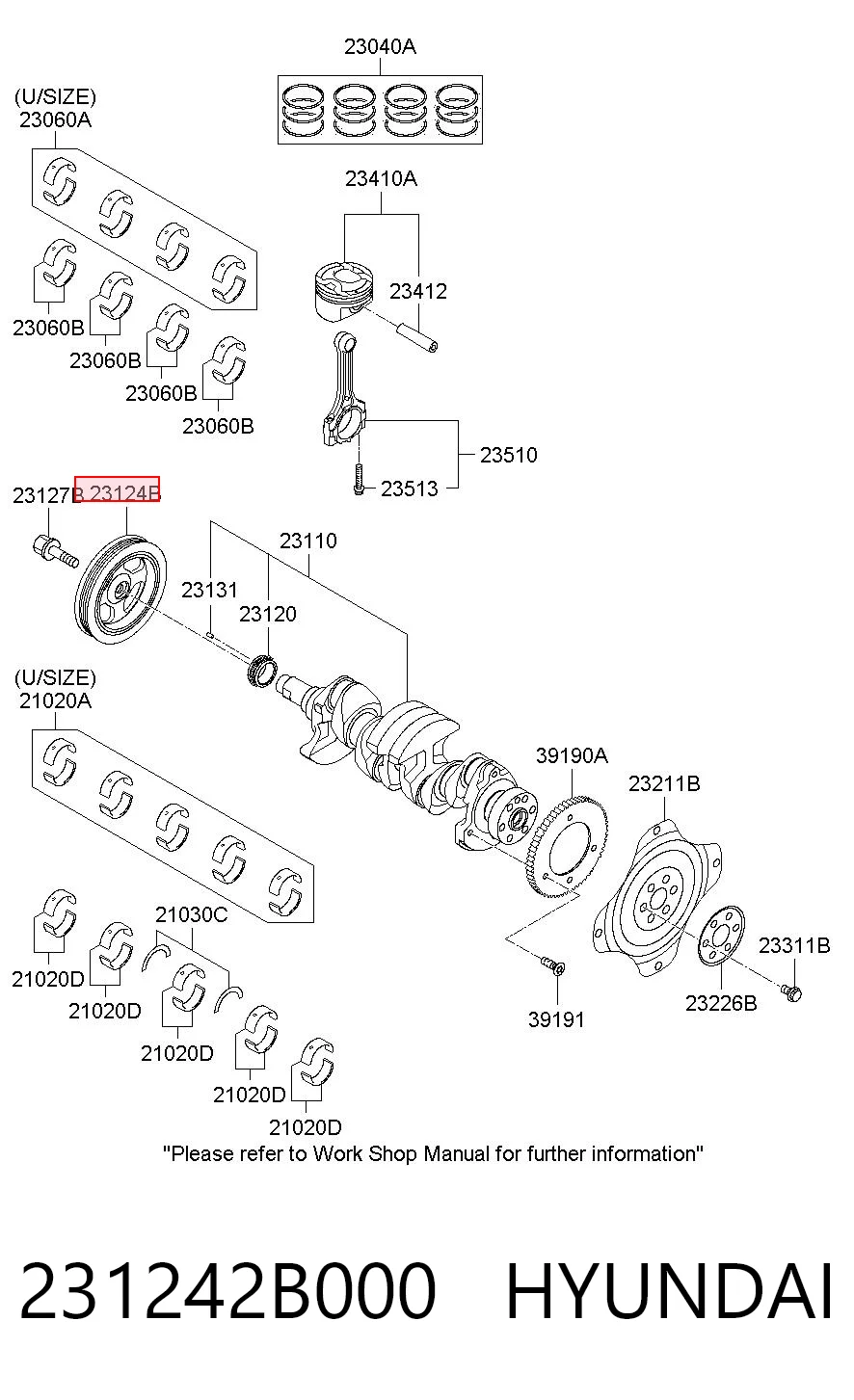 231242B000 Hyundai/Kia Koło pasowe wału korbowego