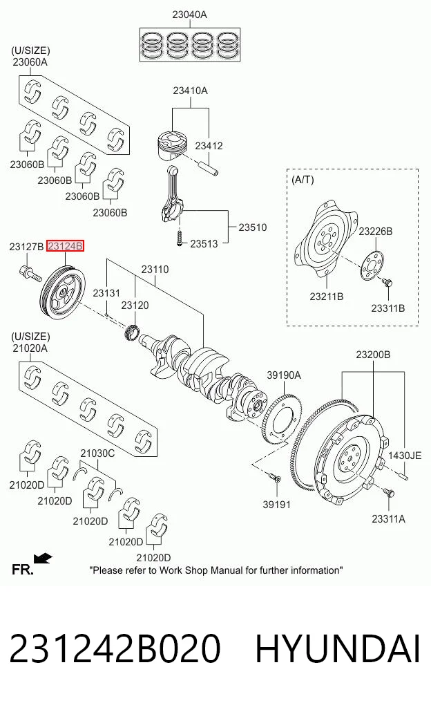 231242B020 Hyundai/Kia Koło pasowe wału korbowego