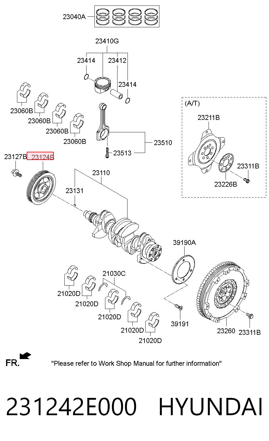 231242E000 Hyundai/Kia Koło pasowe wału korbowego