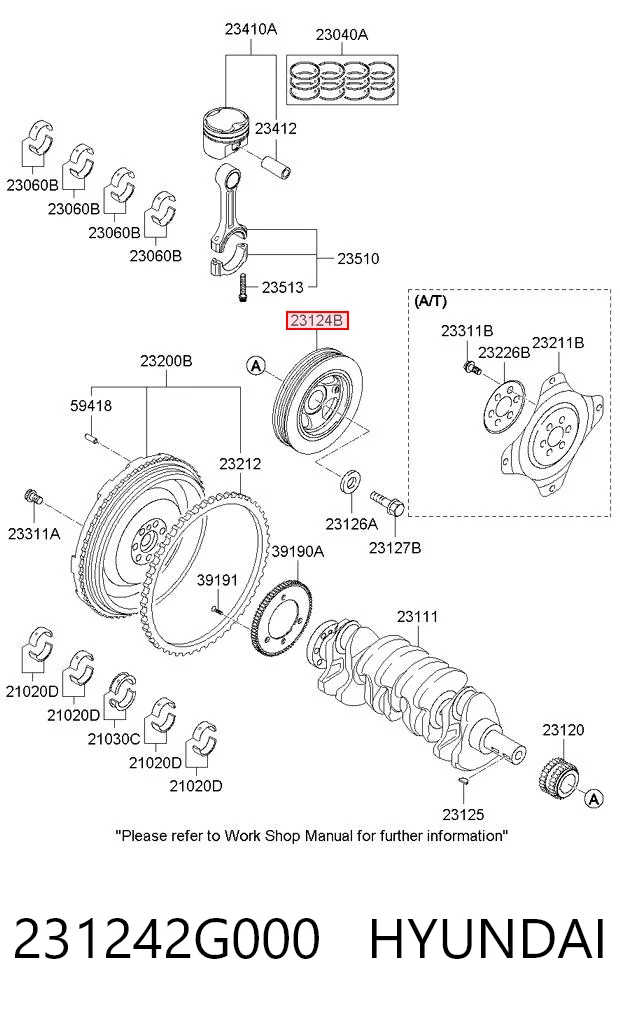 231242G000 Hyundai/Kia Koło pasowe wału korbowego