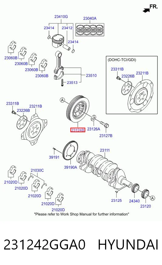 231242GGA0 Hyundai/Kia Koło pasowe wału korbowego