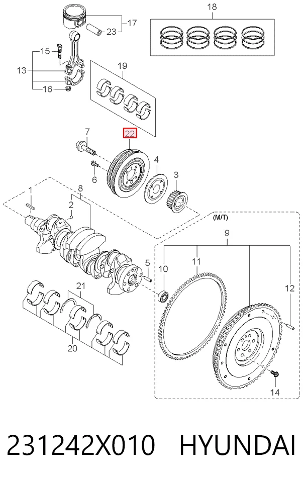 Koło pasowe wału korbowego KIA Rio I hatchback (DC) (2000 - 2006) cena, od 59,59 USD