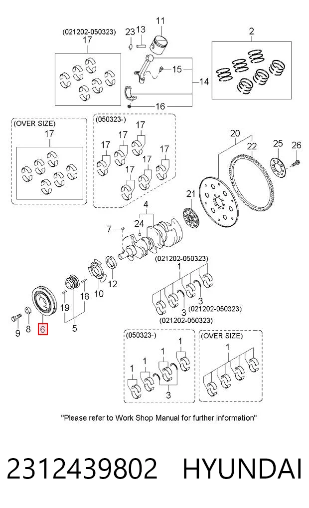 2312439802 Hyundai/Kia Koło pasowe wału korbowego