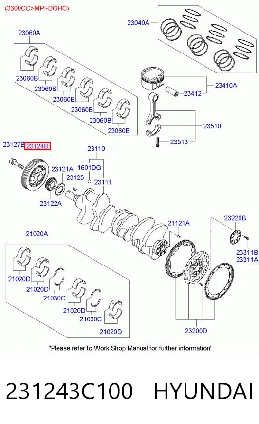 231243C100 Hyundai/Kia Koło pasowe wału korbowego