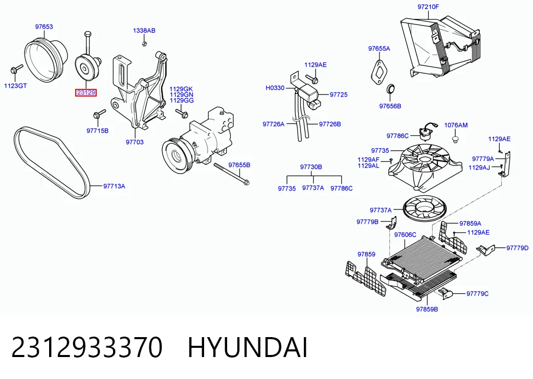 2312933370 Hyundai/Kia Rolka napinacza paska napędowego