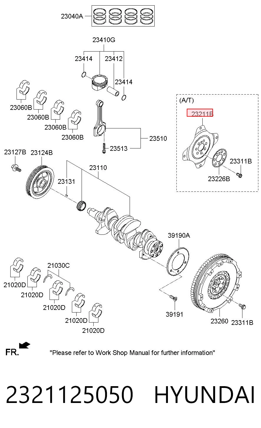 2321125050 Hyundai/Kia Koło zamachowe silnika