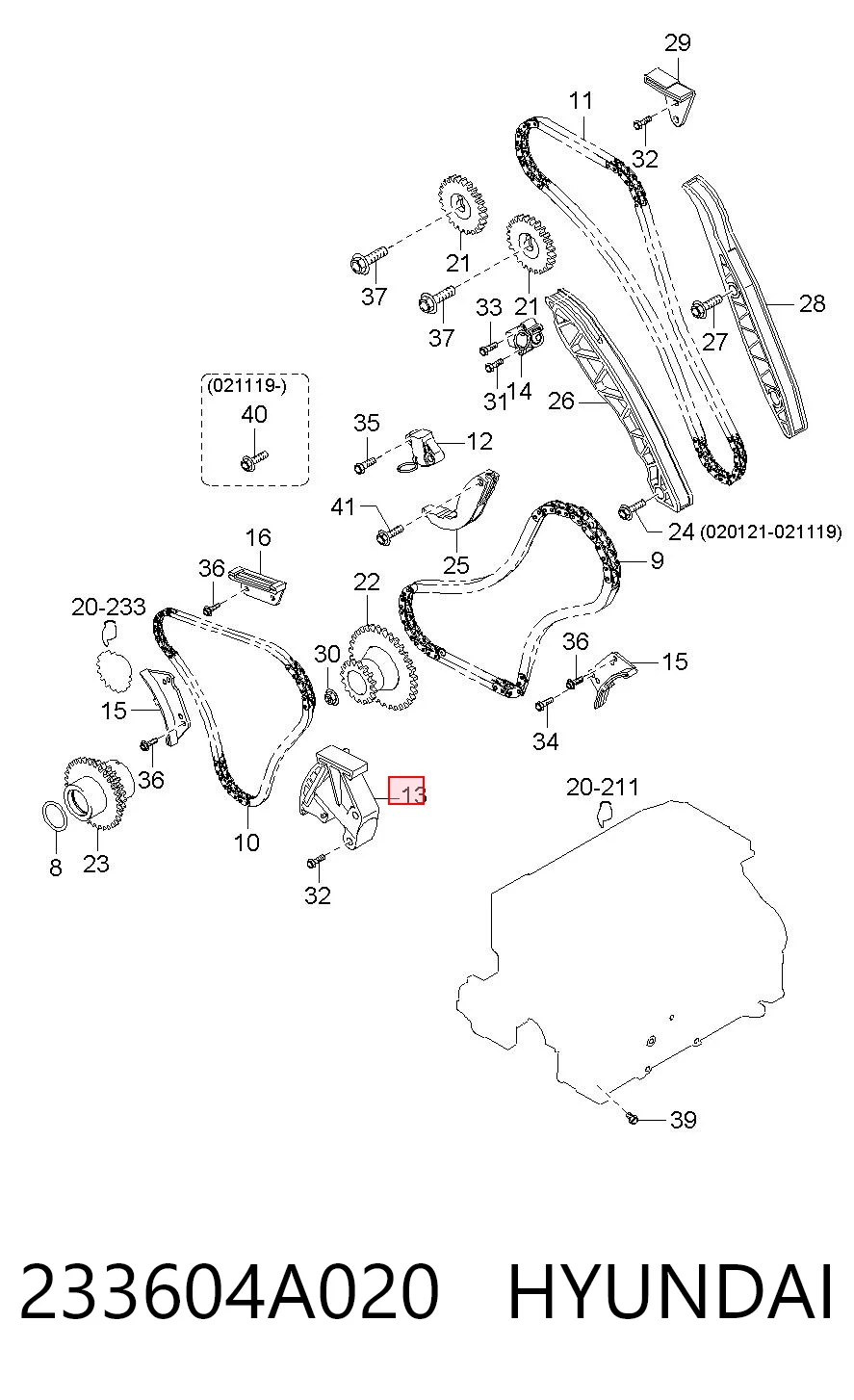 233604A020 Hyundai/Kia Napinacz łańcucha pompy oleju
