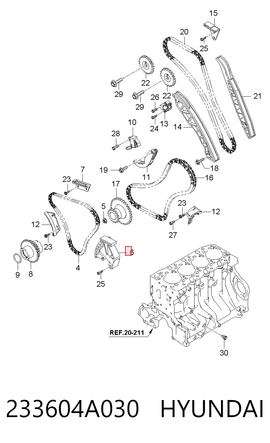 233604A030 Hyundai/Kia Napinacz łańcucha pompy oleju
