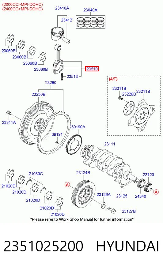 2351025200 Hyundai/Kia Korbowód tłoka silnika