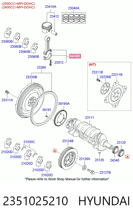 2351025210 Hyundai/Kia Korbowód tłoka silnika