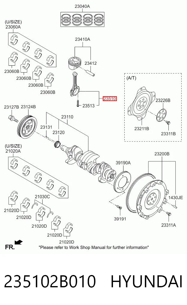 235102B010 Hyundai/Kia Korbowód tłoka silnika