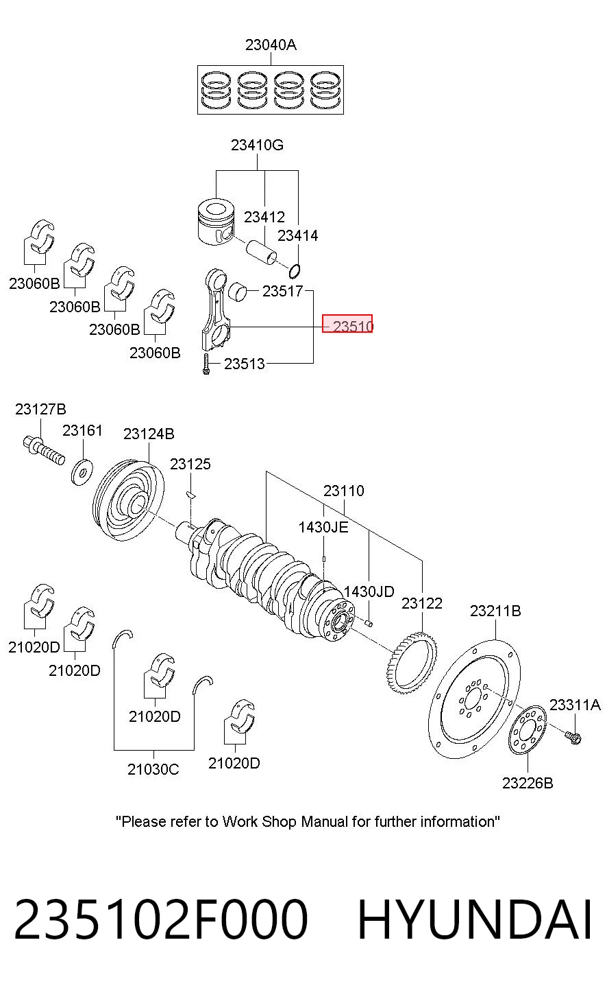 235102F000 Hyundai/Kia Korbowód tłoka silnika