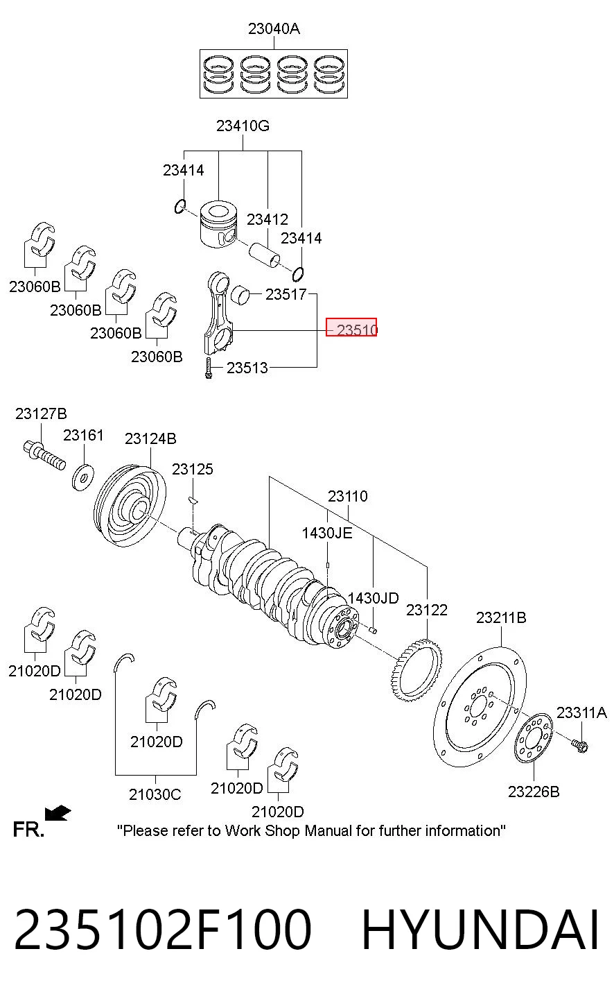 235102F100 Hyundai/Kia Korbowód tłoka silnika