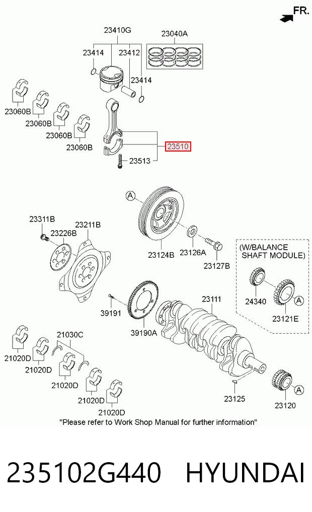 235102G440 Hyundai/Kia Korbowód tłoka silnika