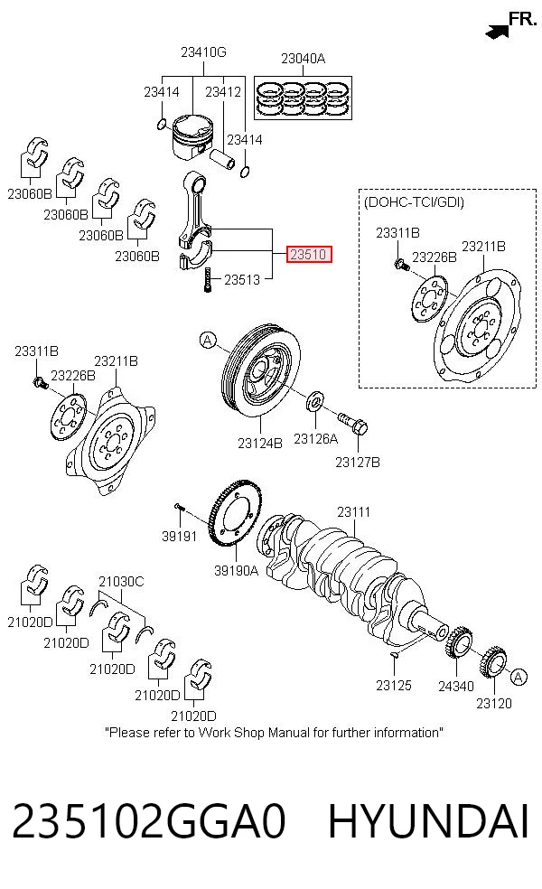 235102GGA0 Hyundai/Kia Korbowód tłoka silnika