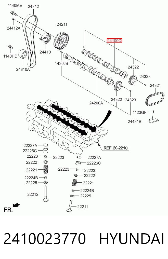 2410023770 Hyundai/Kia Wał rozrządu silnika ssący, dolotowy
